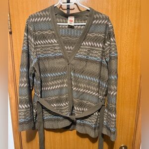 Patterned Knit Cardigan Sweater